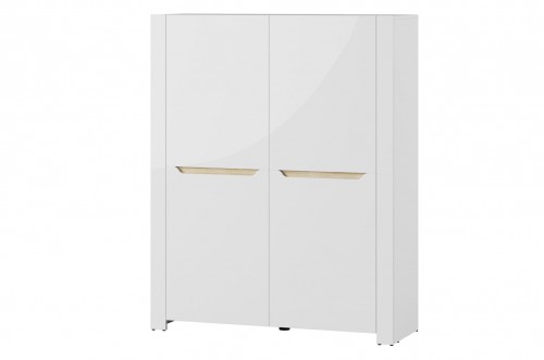 Комод ICE 04 SZYNAKA білий / білий гл. + дуб sonoma